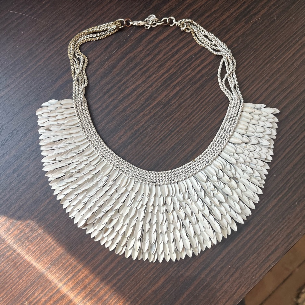 Stella & Dot Customized Pegasus Statement Necklace in white